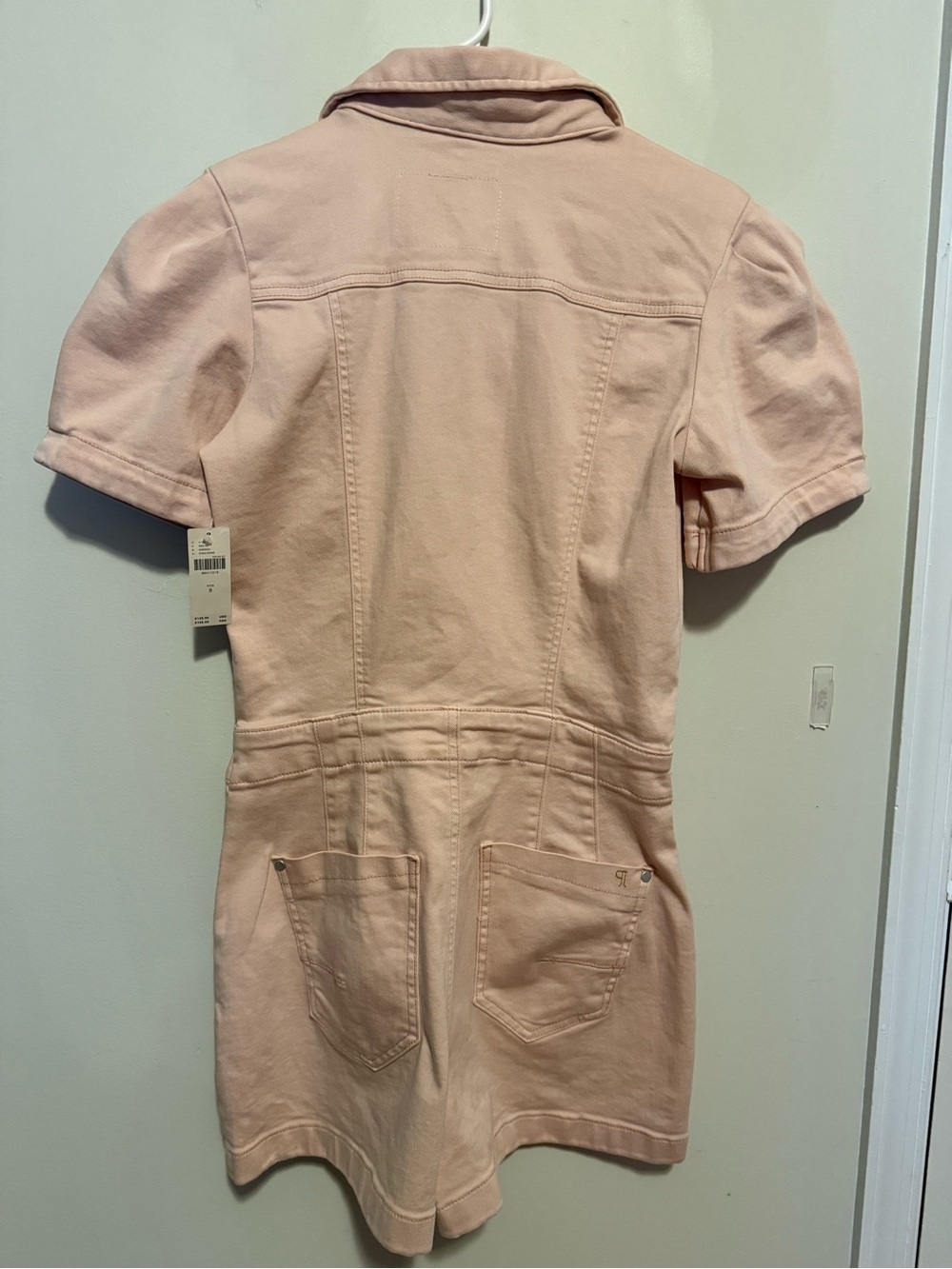NWT Anthropologie Pilcro The Kit Denim Utility Romper Pink | Size 8 - Picture 3 of 4